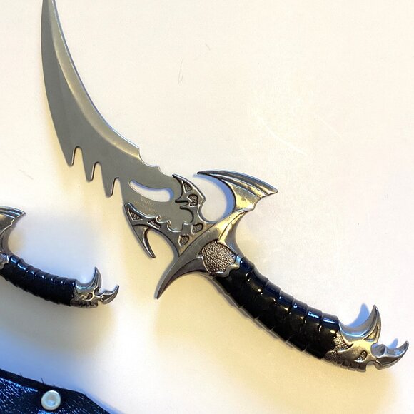 Ace Martial Arts Supply Draco Twin Fantasy Dagger Set, Silver Stainless China - Picture 7 of 14